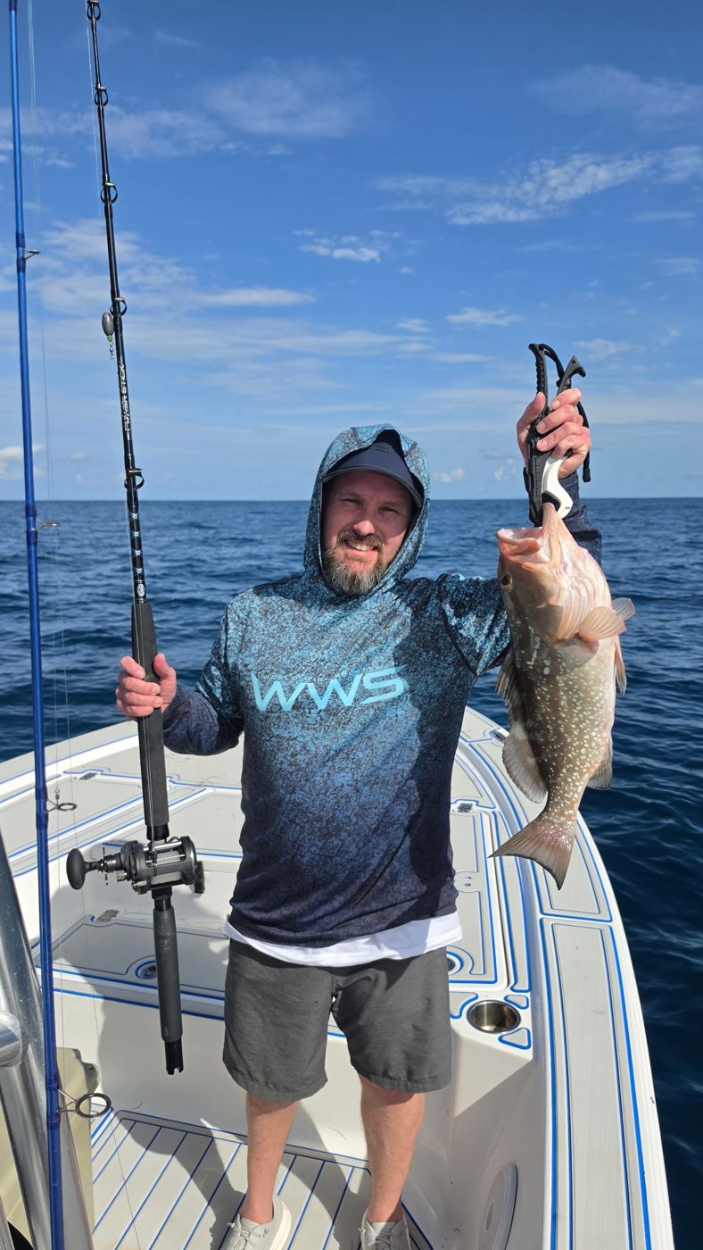 Guest with a grouper and a heavy rod